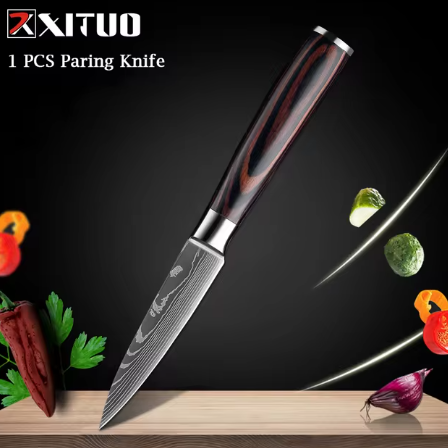 XITUO-Laser Damasco Padrão Facas de Cozinha Set, Faca Chef, Ultra-Sharp, Santoku, Cutelo, Corte, Utilidade, Fruta, 1-10pcs