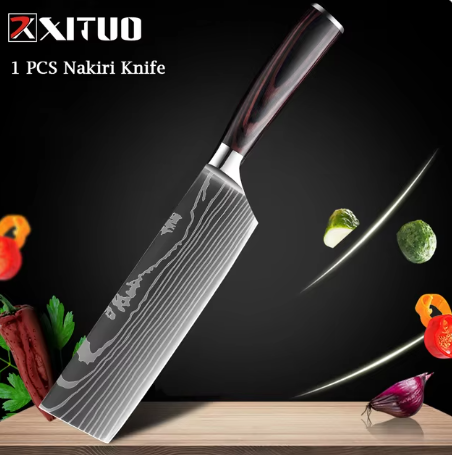 XITUO-Laser Damasco Padrão Facas de Cozinha Set, Faca Chef, Ultra-Sharp, Santoku, Cutelo, Corte, Utilidade, Fruta, 1-10pcs