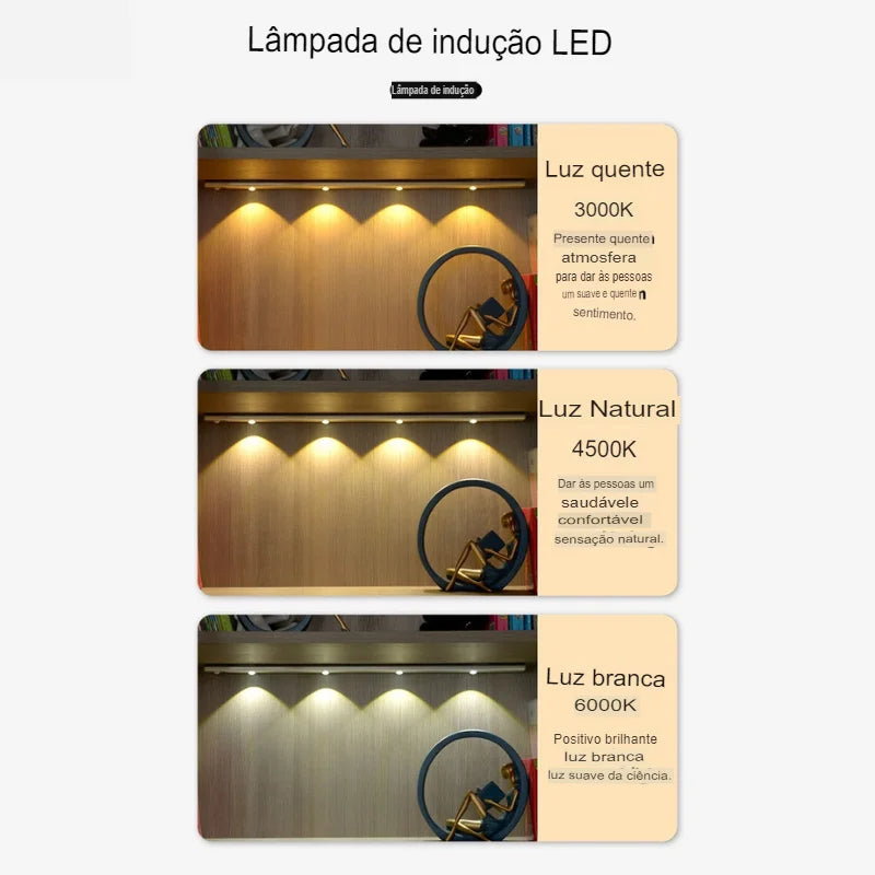 Lâmpada de Led Magnética Com Sensor de Movimento Fácil Instalação Design Elegante e Moderno