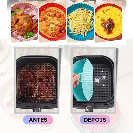 6 kit Airfryer Fritadeira de Ar Redonda - Capas Protetoras de Silicone e Forno