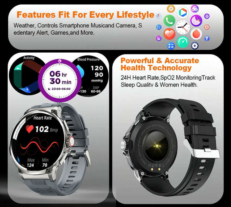 Novo 1.85 polegadas ultra hd relógio inteligente gps track bluetooth chamada 710 mah bateria grande esportes fitness smartwatch para huawei xiaomi