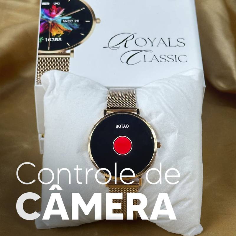 RELÓGIO ROYALS CLASSIC WEARZONE | Smartwatch Elegante | AMOLED | VIDRO GORILLA GLASS até 3 Dias de Bateria