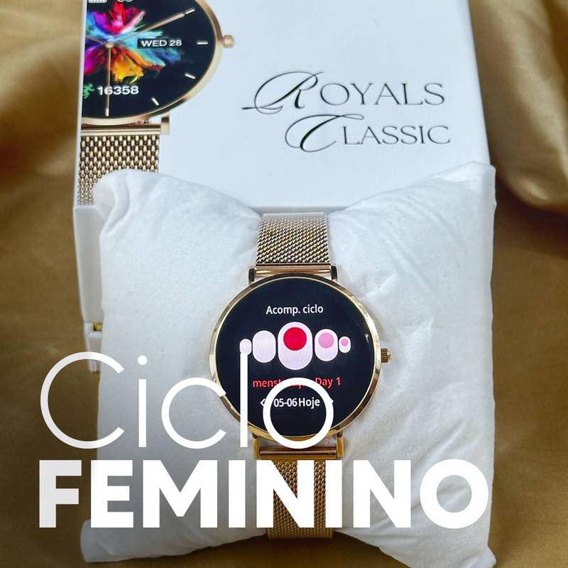 RELÓGIO ROYALS CLASSIC WEARZONE | Smartwatch Elegante | AMOLED | VIDRO GORILLA GLASS até 3 Dias de Bateria